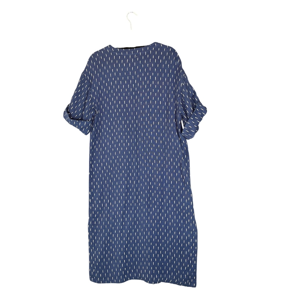 Faherty Blue Organic Cotton Midi Shift Dress Ikat M Gauzy Travel Coastal Natural - Picture 15 of 16